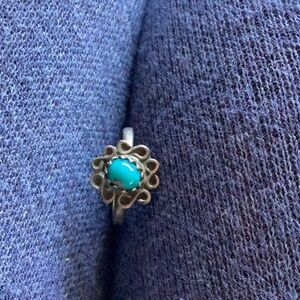 Ring Native American Sterling Turquoise fancy 1 1/2